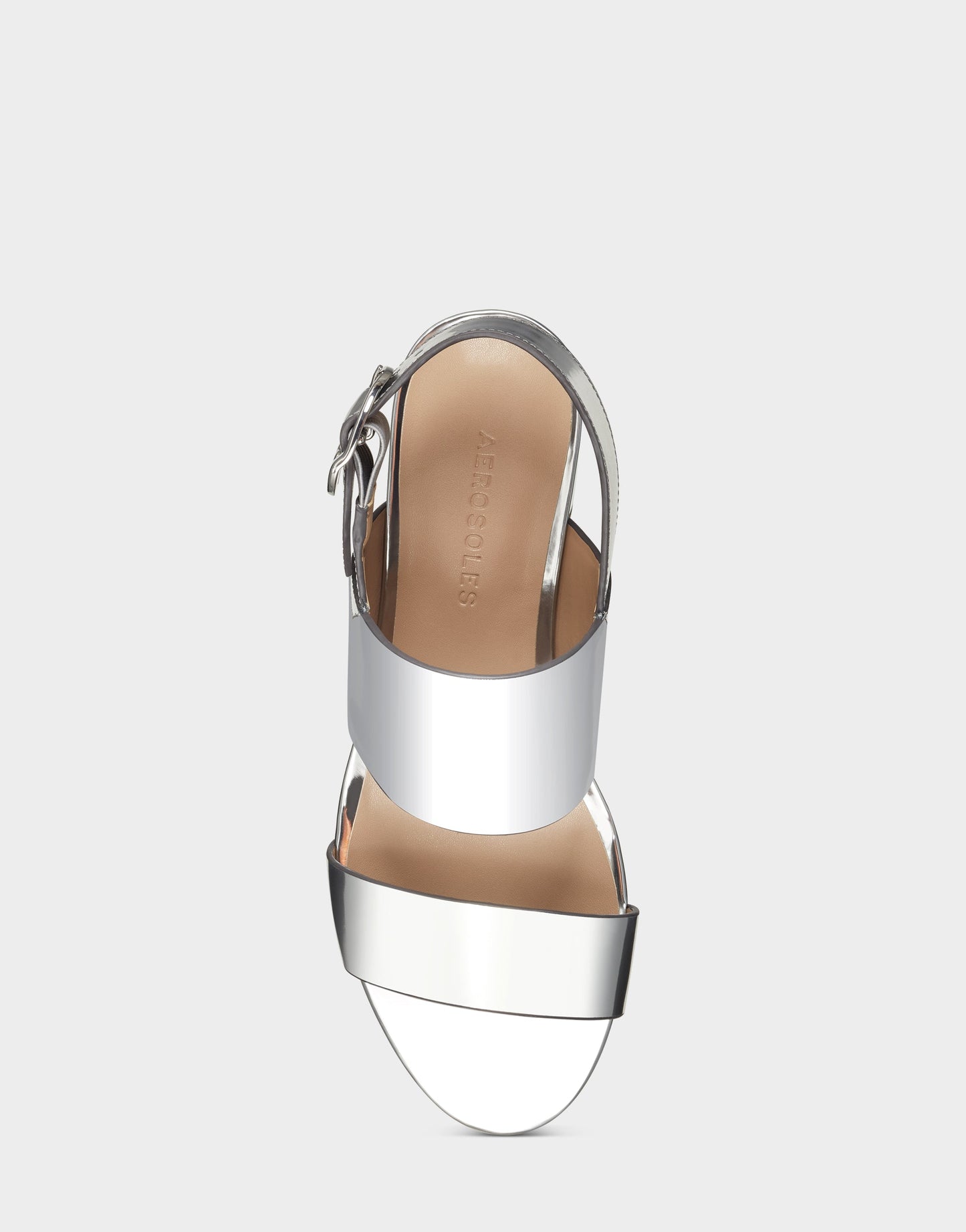 Aerosoles Comfortable Women's Platform Sandal in Silver Metallic Faux Leather