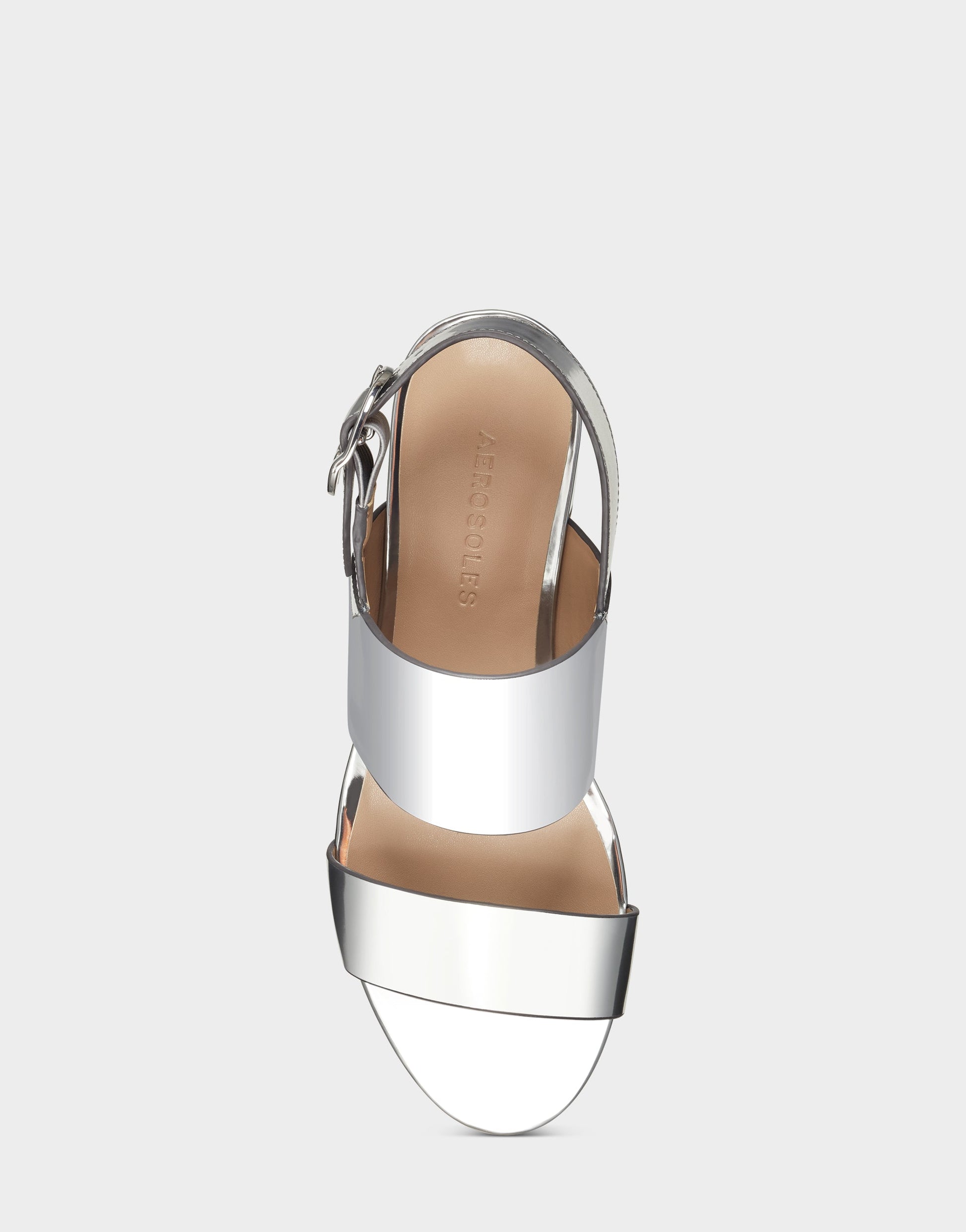 Aerosoles Comfortable Women's Platform Sandal in Silver Metallic Faux Leather