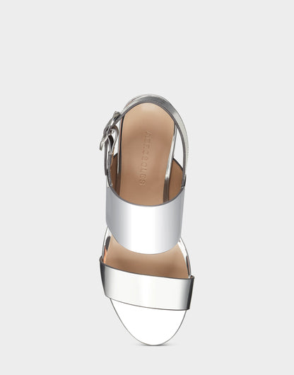 Aerosoles Comfortable Women's Platform Sandal in Silver Metallic Faux Leather