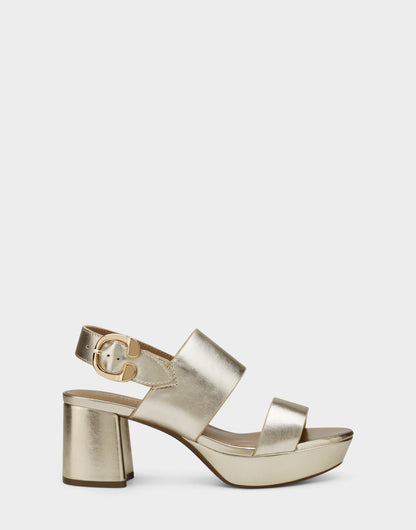 Aerosoles Comfortable Women's Platform Sandal in Gold Metallic Leather