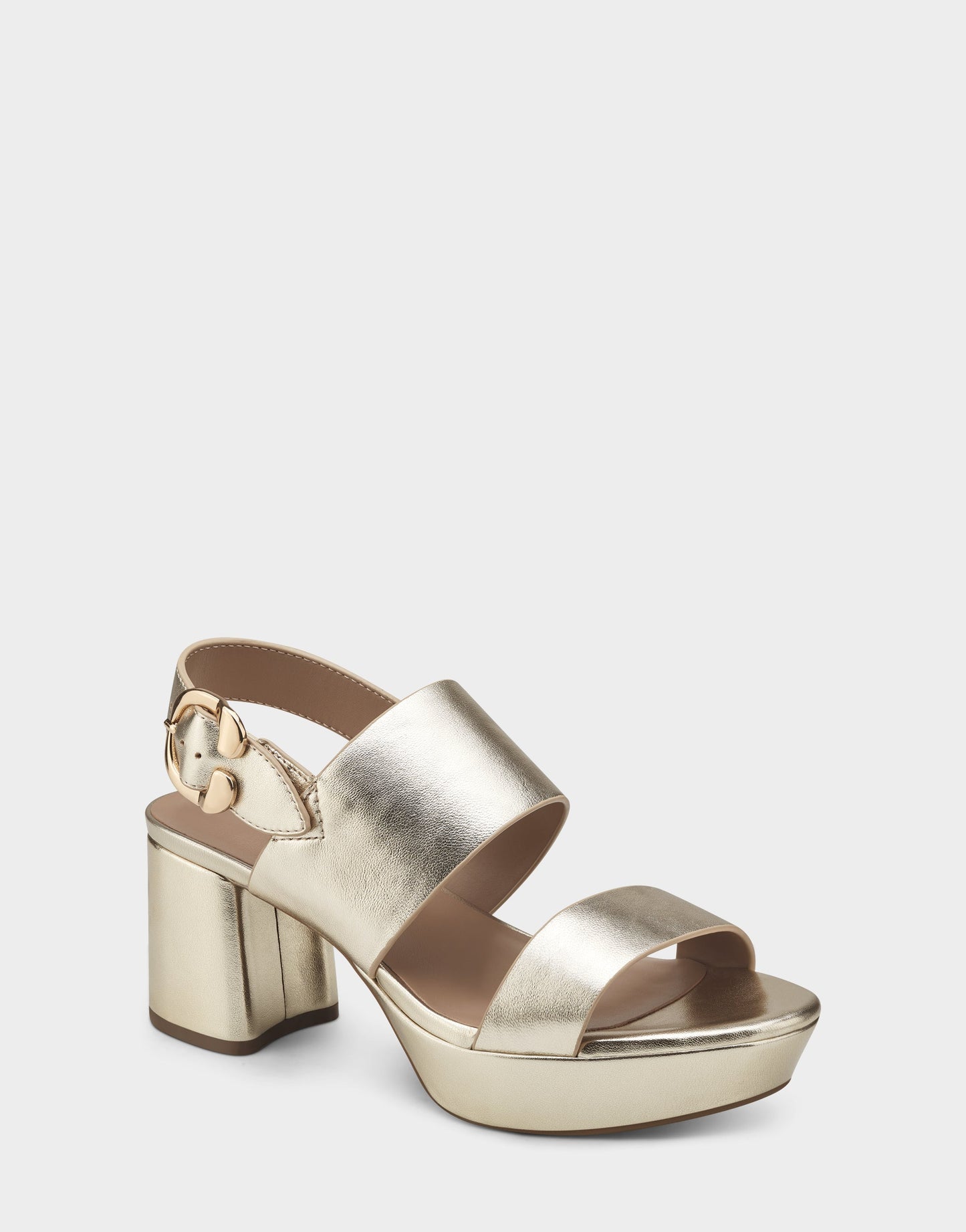 Aerosoles Comfortable Women's Platform Sandal in Gold Metallic Leather