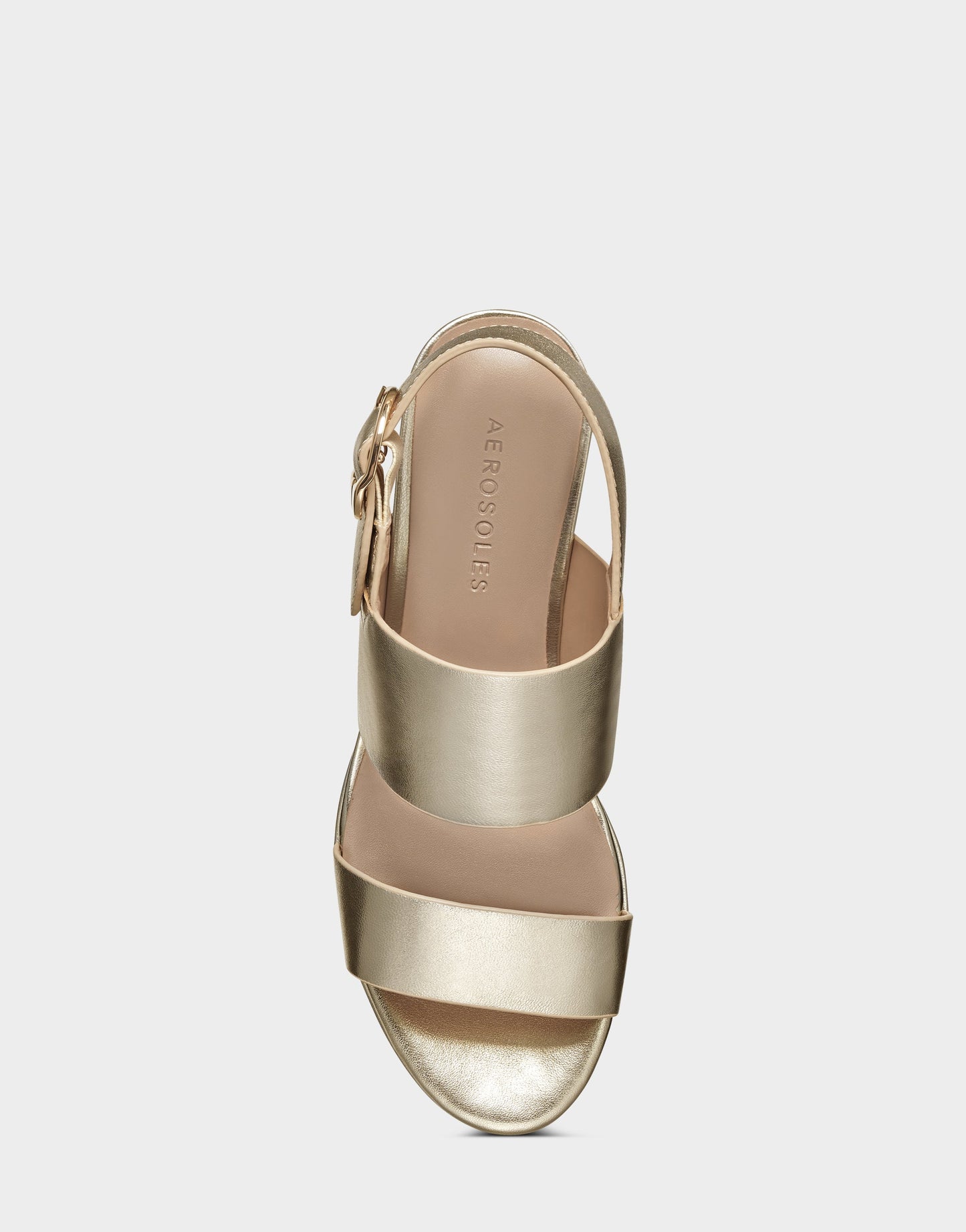 Aerosoles Comfortable Women's Platform Sandal in Gold Metallic Leather