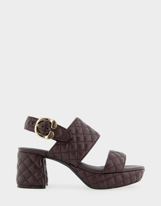 Aerosoles Comfortable Women's Platform Sandal in Deep Aubergine Quilted Leather Leather