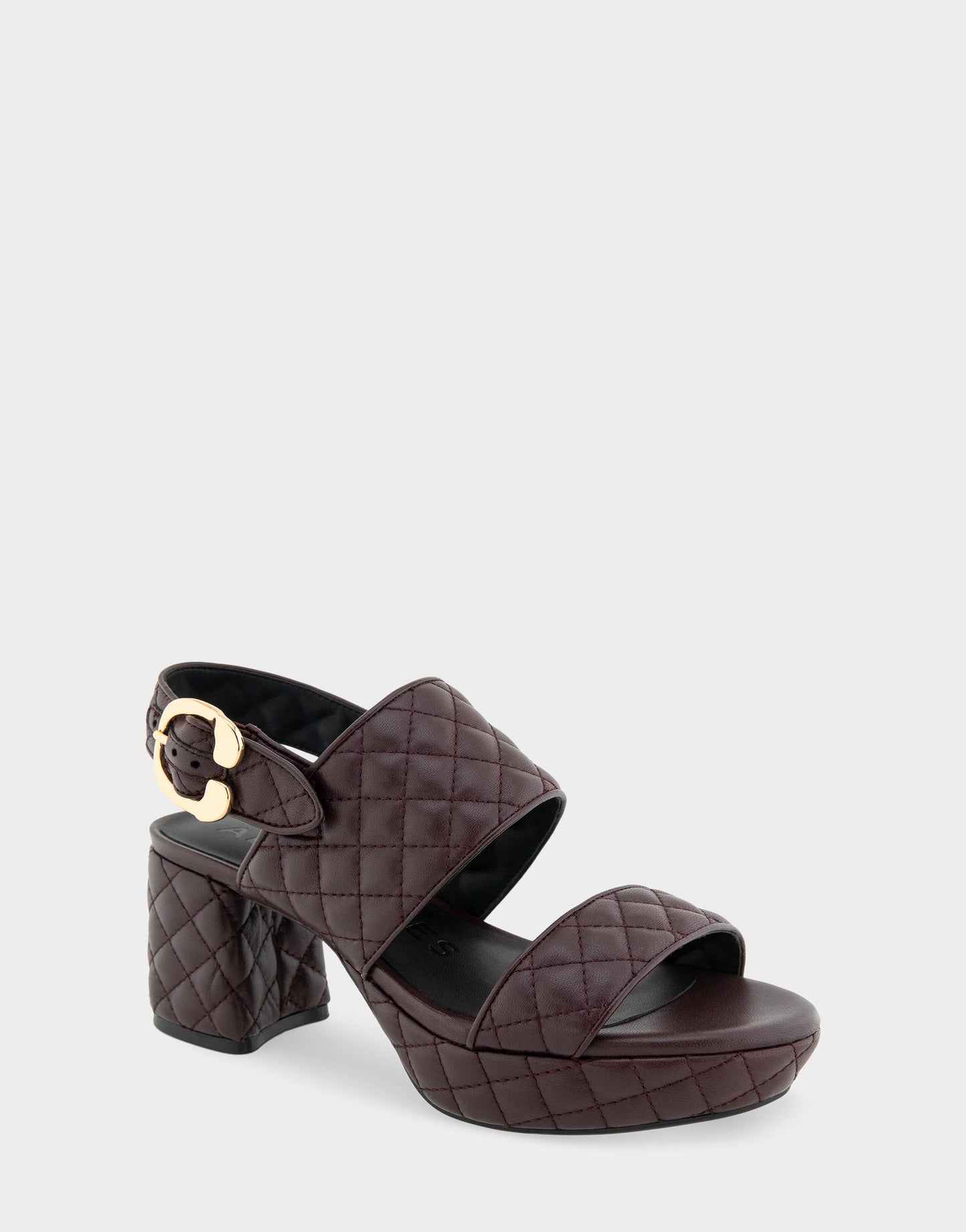 Aerosoles Comfortable Women's Platform Sandal in Deep Aubergine Quilted Leather Leather