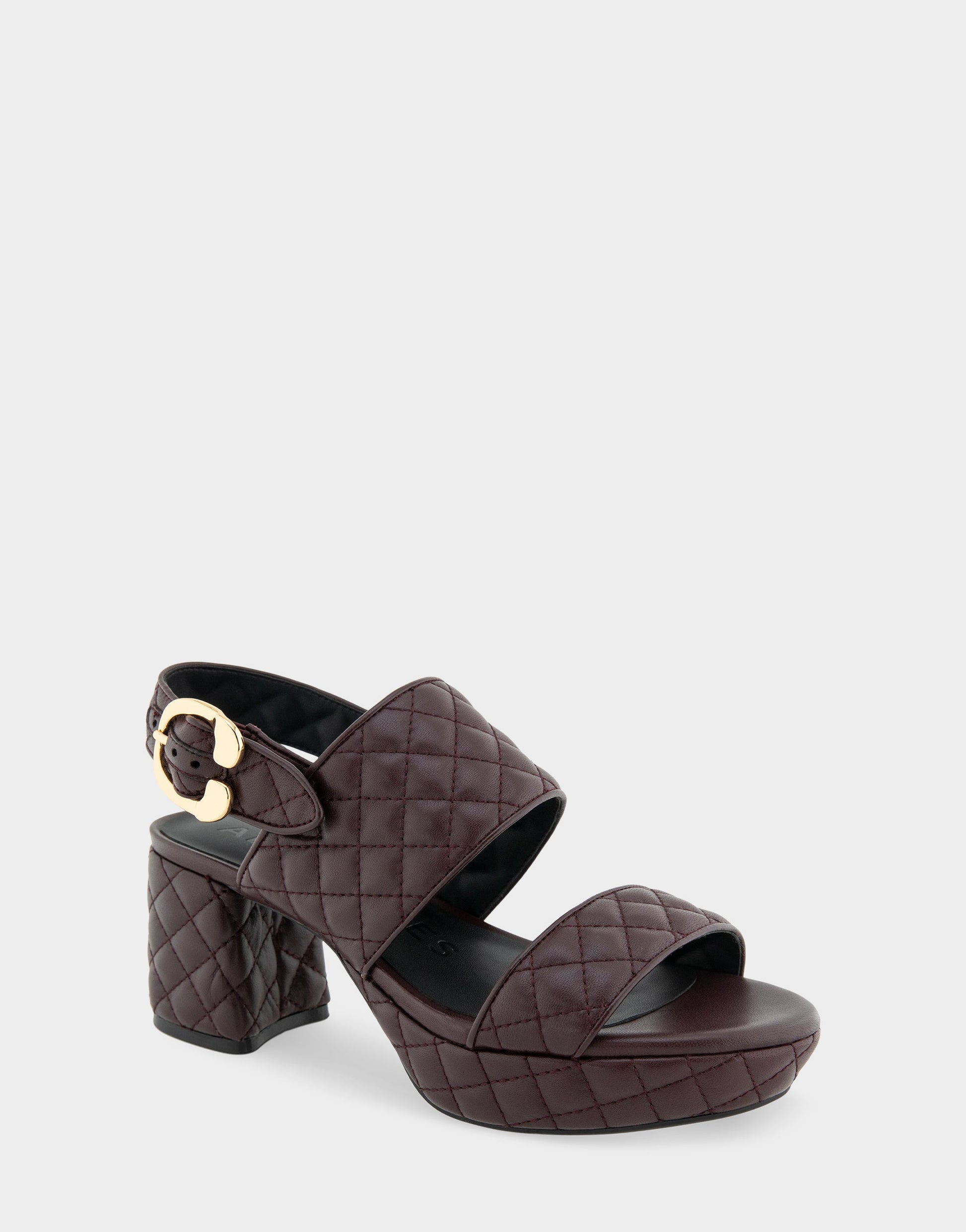 Aerosoles Comfortable Women's Platform Sandal in Deep Aubergine Quilted Leather Leather