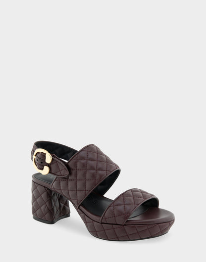 Aerosoles Comfortable Women's Platform Sandal in Deep Aubergine Quilted Leather Leather