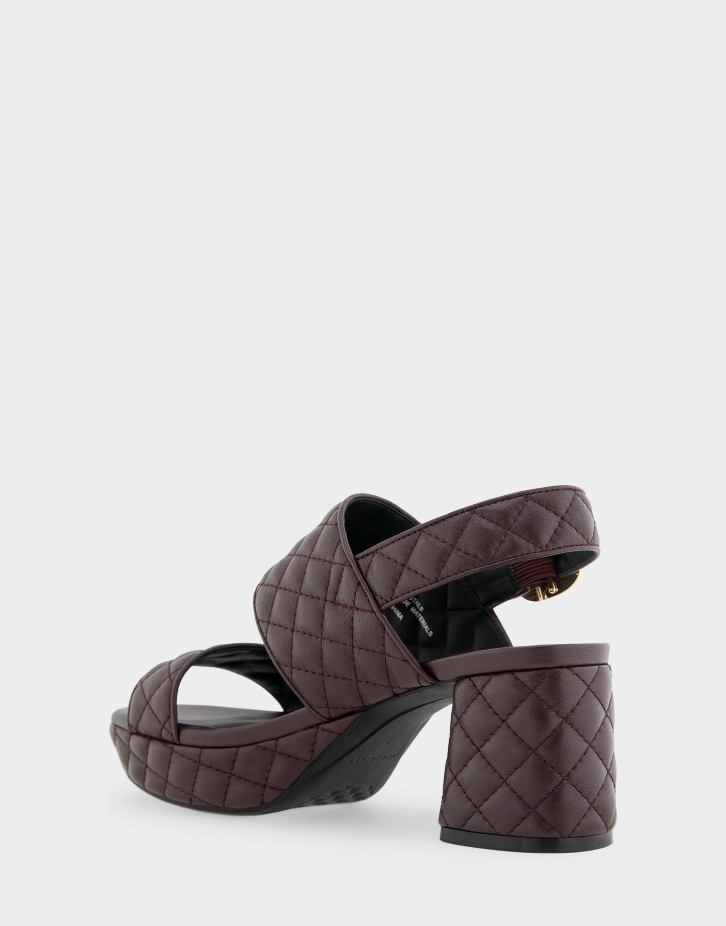Aerosoles Comfortable Women's Platform Sandal in Deep Aubergine Quilted Leather Leather