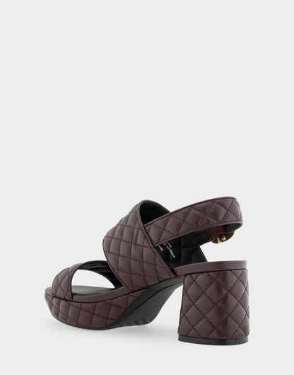 Aerosoles Comfortable Women's Platform Sandal in Deep Aubergine Quilted Leather Leather