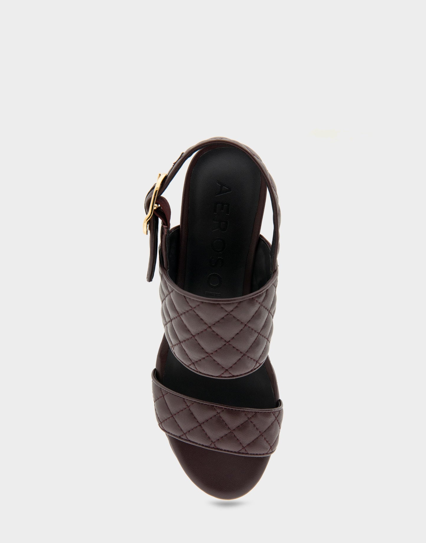 Aerosoles Comfortable Women's Platform Sandal in Deep Aubergine Quilted Leather Leather