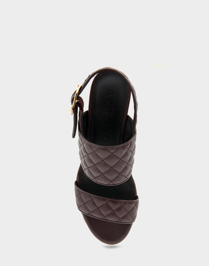 Aerosoles Comfortable Women's Platform Sandal in Deep Aubergine Quilted Leather Leather