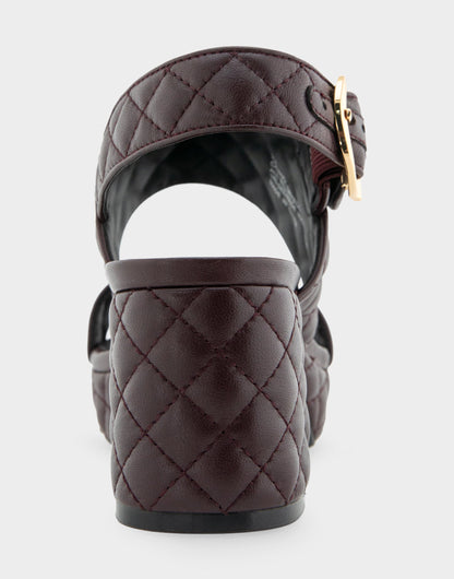 Aerosoles Comfortable Women's Platform Sandal in Deep Aubergine Quilted Leather Leather