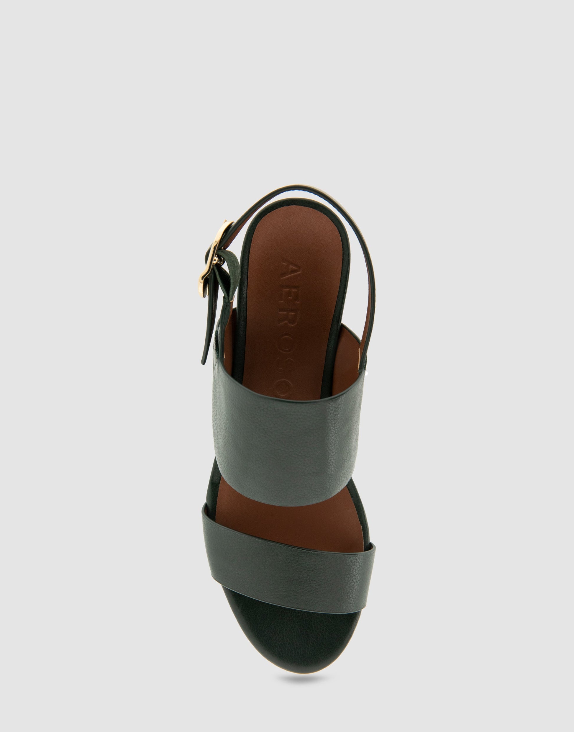 Aerosoles Comfortable Women's Platform Sandal in Fir Green Leather Leather