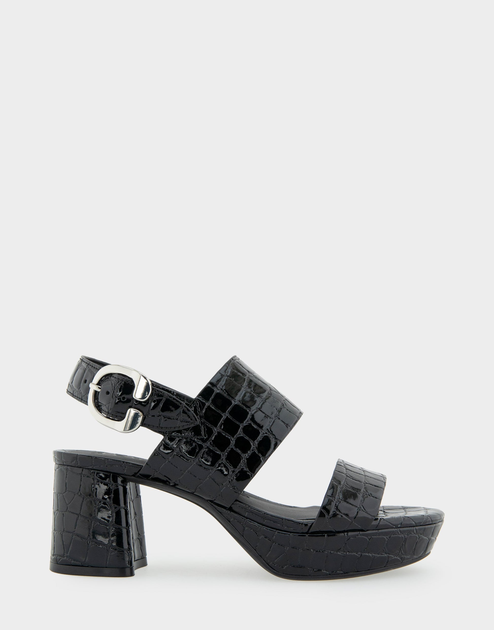 Aerosoles Comfortable Women's Platform Sandal in Black Jelly Croco Black Croco Faux Leather