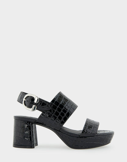Aerosoles Comfortable Women's Platform Sandal in Black Jelly Croco Black Croco Faux Leather