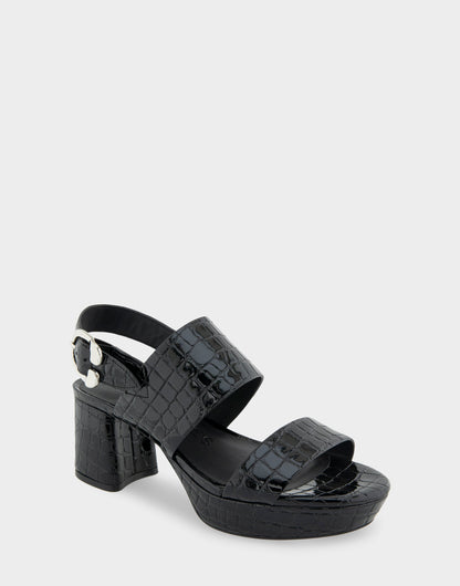 Aerosoles Comfortable Women's Platform Sandal in Black Jelly Croco Black Croco Faux Leather