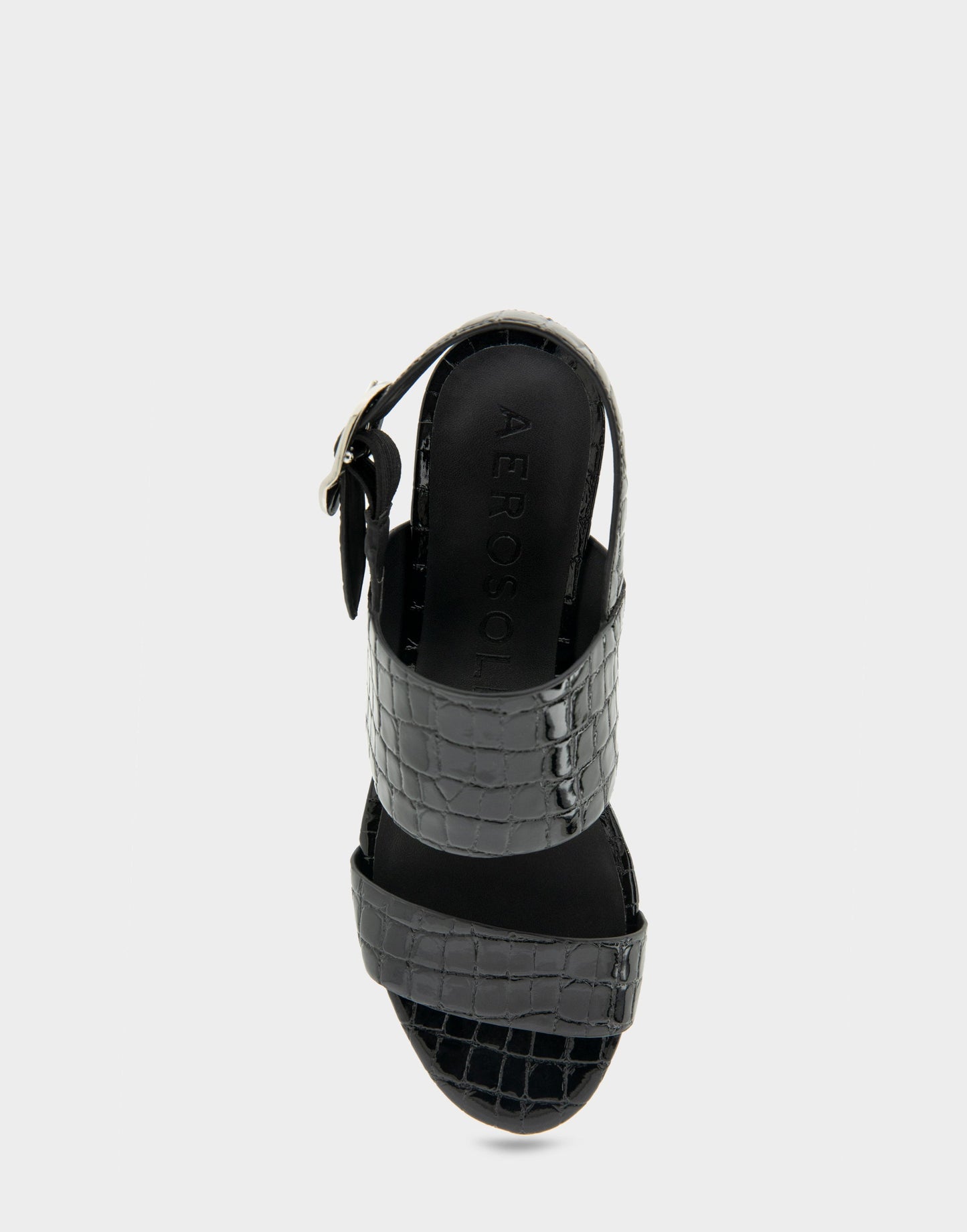 Aerosoles Comfortable Women's Platform Sandal in Black Jelly Croco Black Croco Faux Leather