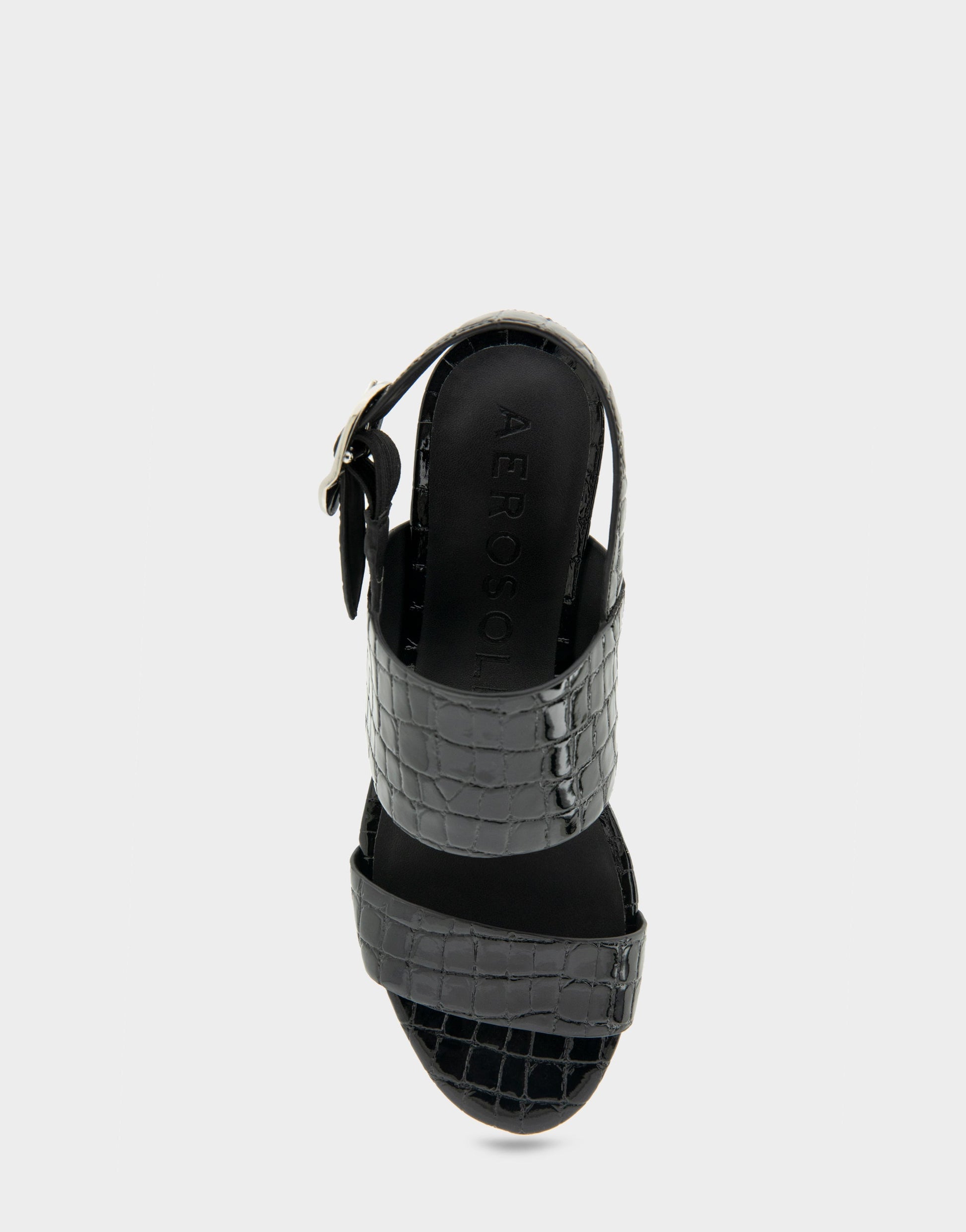 Aerosoles Comfortable Women's Platform Sandal in Black Jelly Croco Black Croco Faux Leather