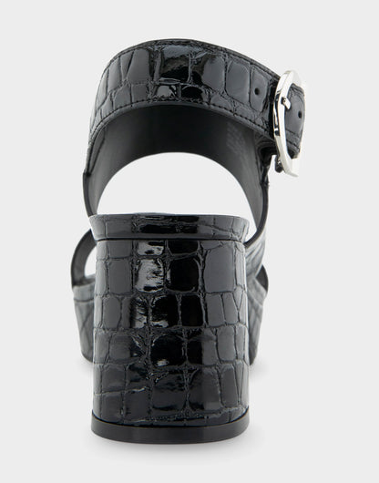 Aerosoles Comfortable Women's Platform Sandal in Black Jelly Croco Black Croco Faux Leather