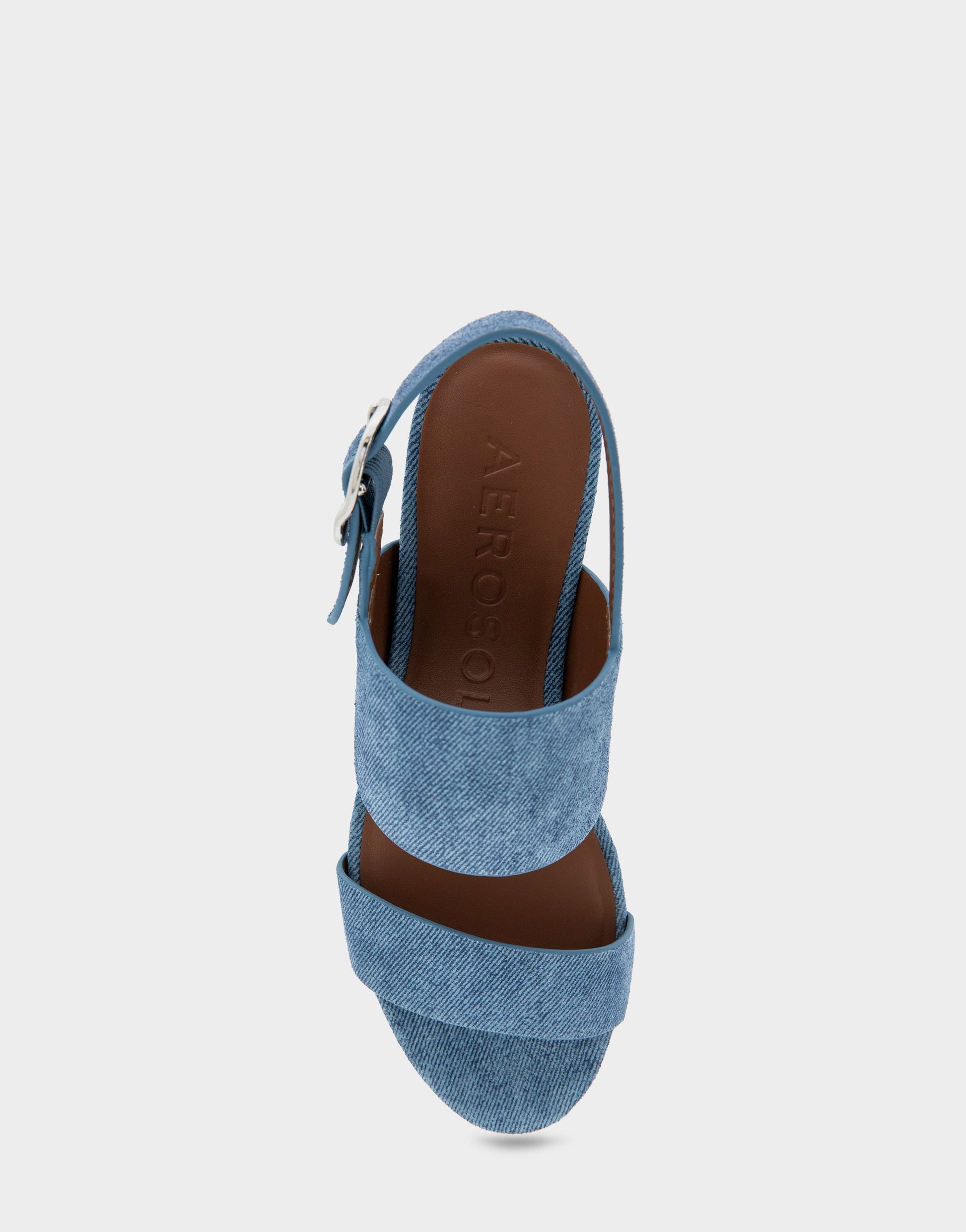 Aerosoles Comfortable Women's Platform Sandals in Blue Denim Suede