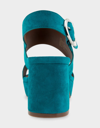 Aerosoles Comfortable Women's Platform Sandals in Teal Suede