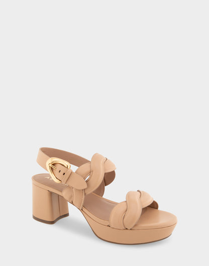 Aerosoles Comfortable Women's Platform Sandals in Beige Bisque Leather