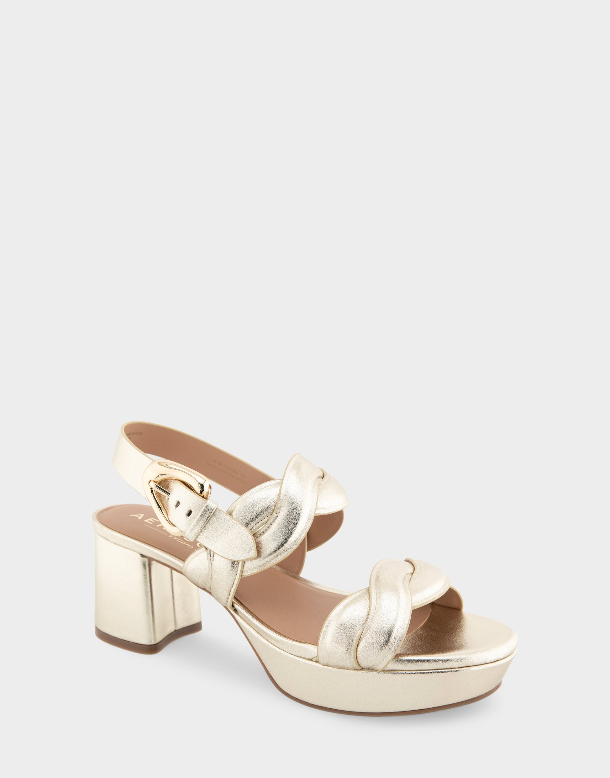 Aerosoles Comfortable Women's Platform Sandals in Soft Gold Leather