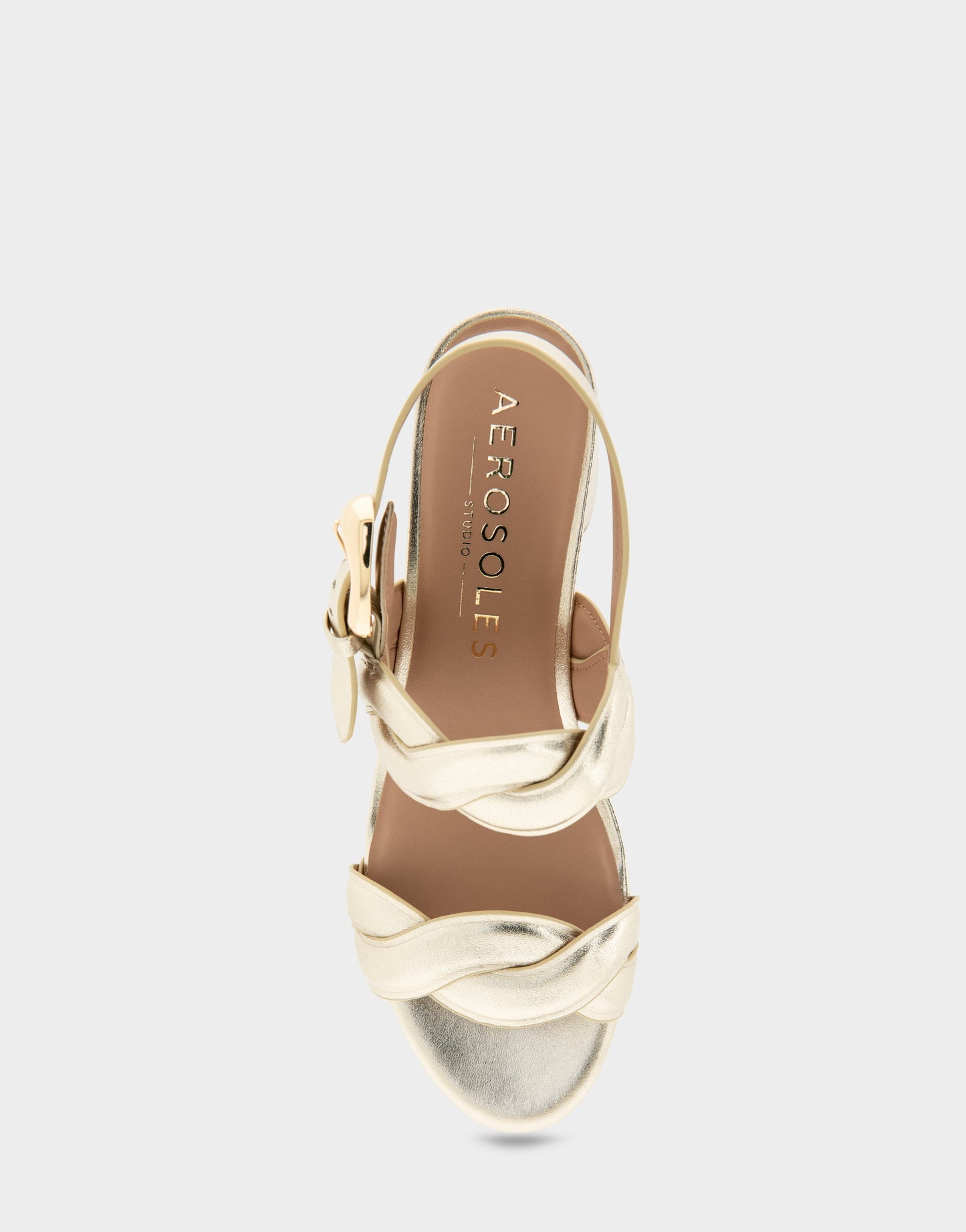 Aerosoles Comfortable Women's Platform Sandals in Soft Gold Leather