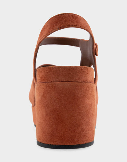 Aerosoles Comfortable Women's Platform Sandals in Rust Suede