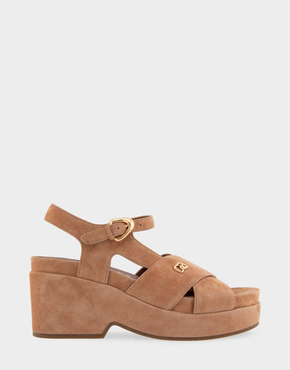 Aerosoles Comfortable Women's Platform Sandals in Tan Suede