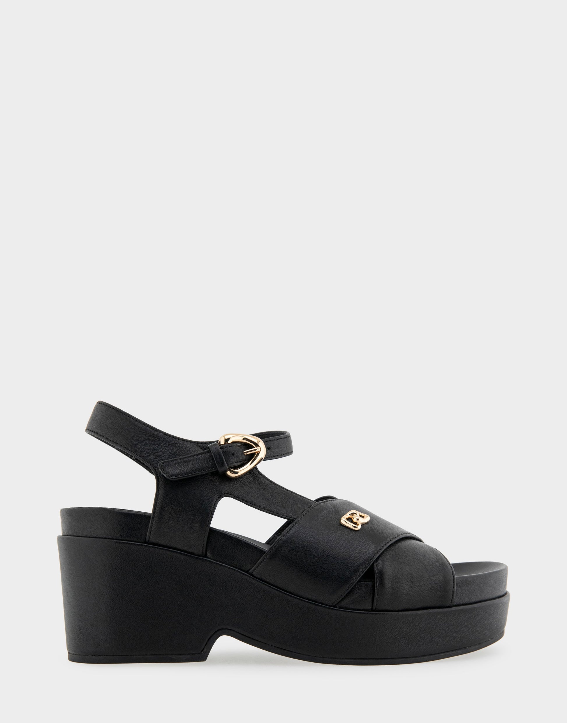 Aerosoles Comfortable Women's Platform Sandals in Black Leather