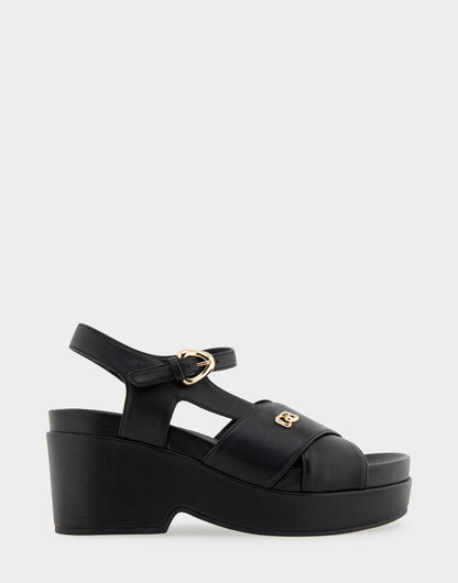 Aerosoles Comfortable Women's Platform Sandals in Black Leather