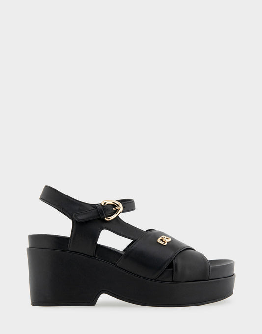Aerosoles Comfortable Women's Platform Sandals in Black Leather