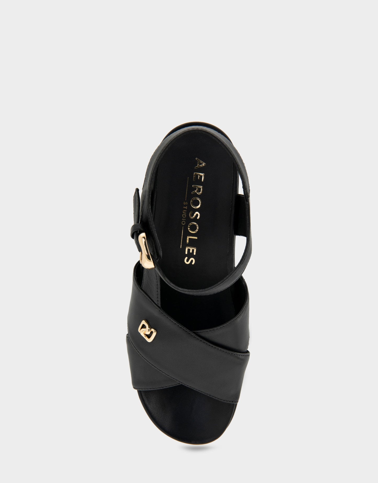 Aerosoles Comfortable Women's Platform Sandals in Black Leather