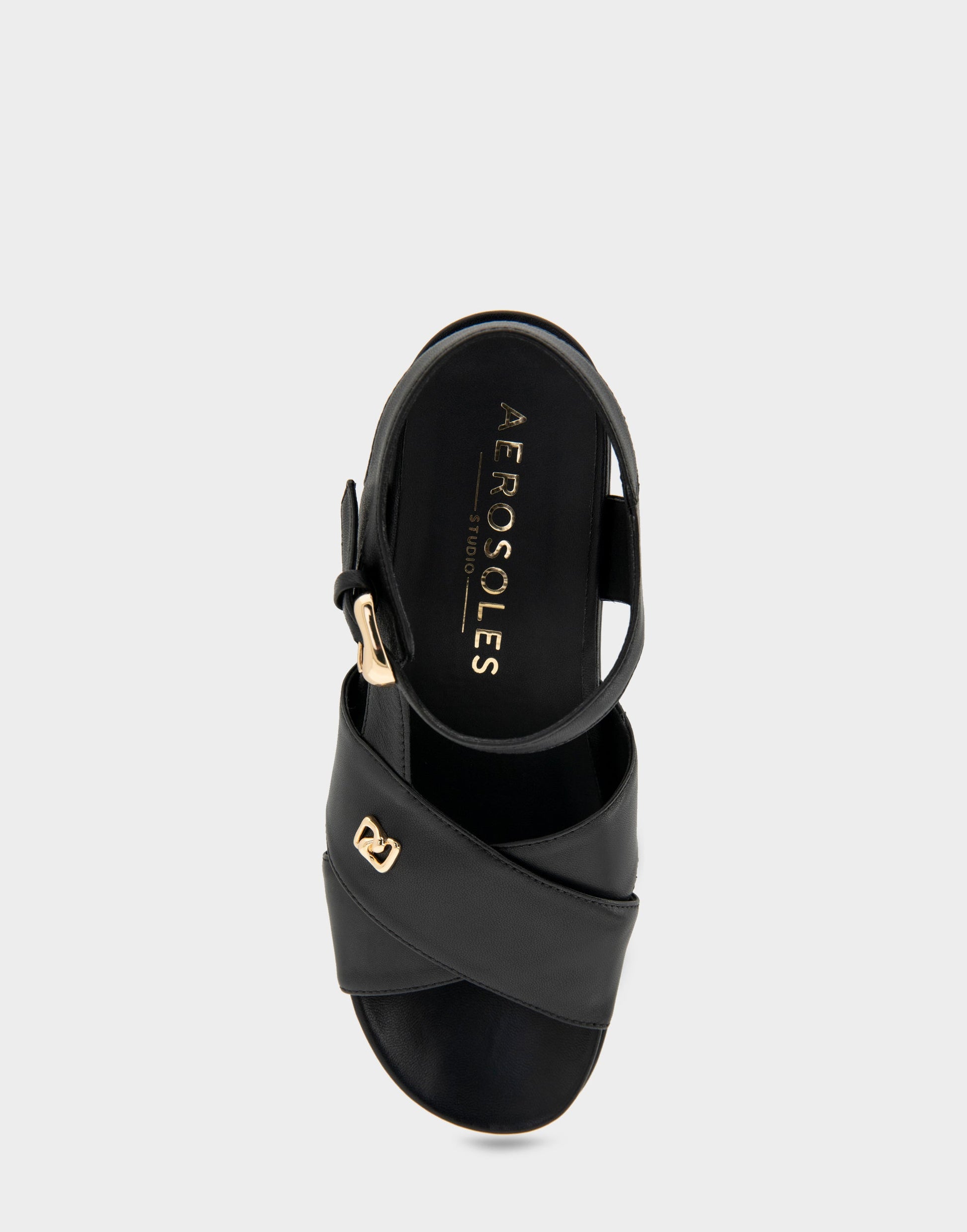 Aerosoles Comfortable Women's Platform Sandals in Black Leather