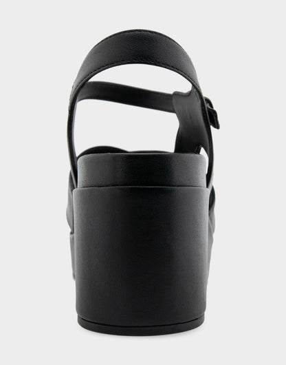 Aerosoles Comfortable Women's Platform Sandals in Black Leather