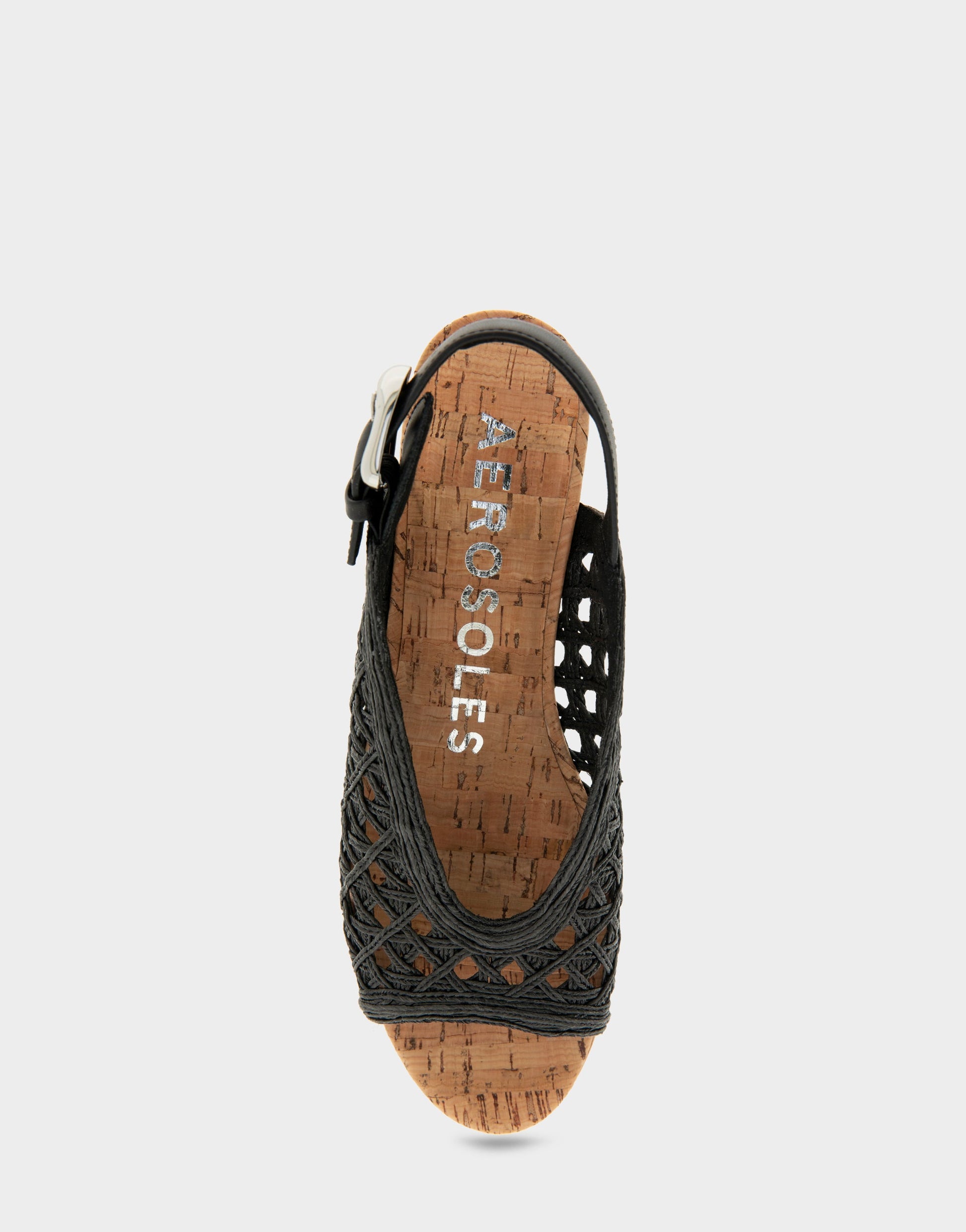Aerosoles Comfortable Women's Platform Sandals in Black Embroidered Raffia Fabric