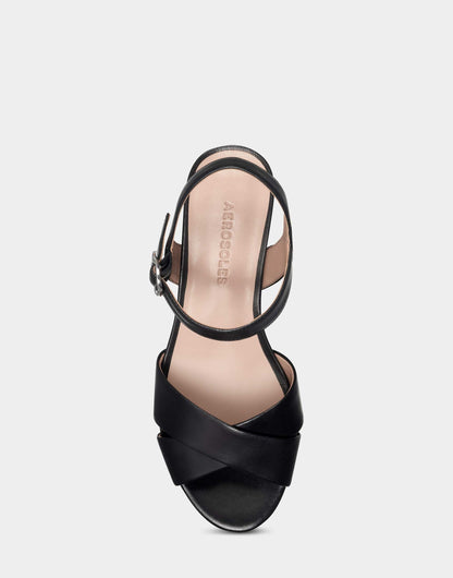 Aerosoles Comfortable Women's Sandal in Black Genuine Leather