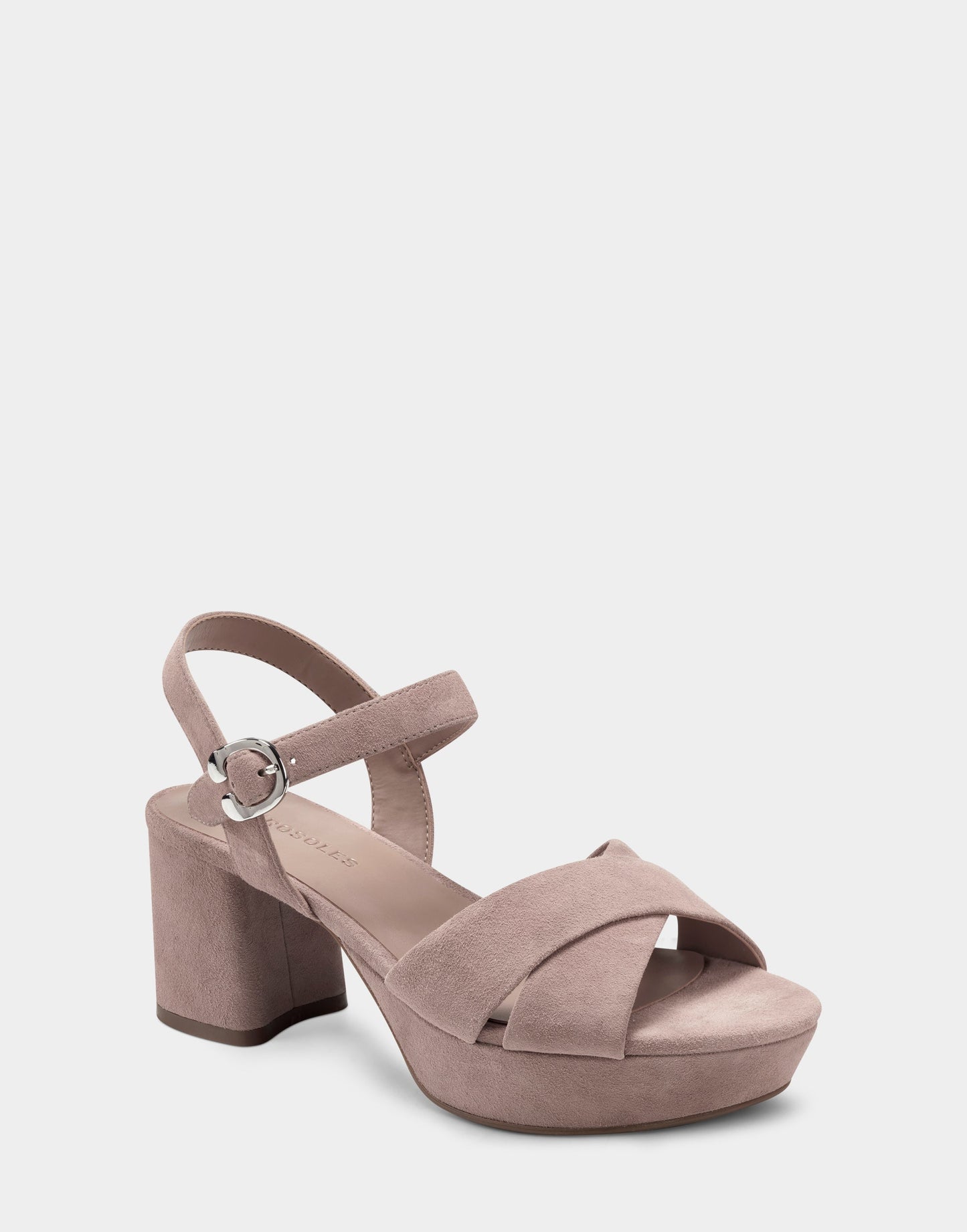 Aerosoles Comfortable Women's Crisscross Platform Sandal in Blush Suede