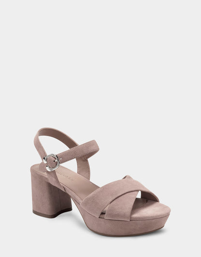 Aerosoles Comfortable Women's Crisscross Platform Sandal in Blush Suede