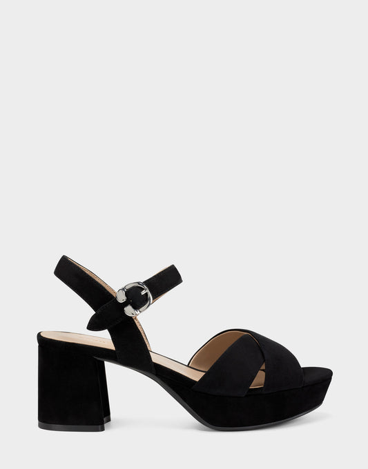 Aerosoles Comfortable Women's Crisscross Platform Sandal in Black Suede