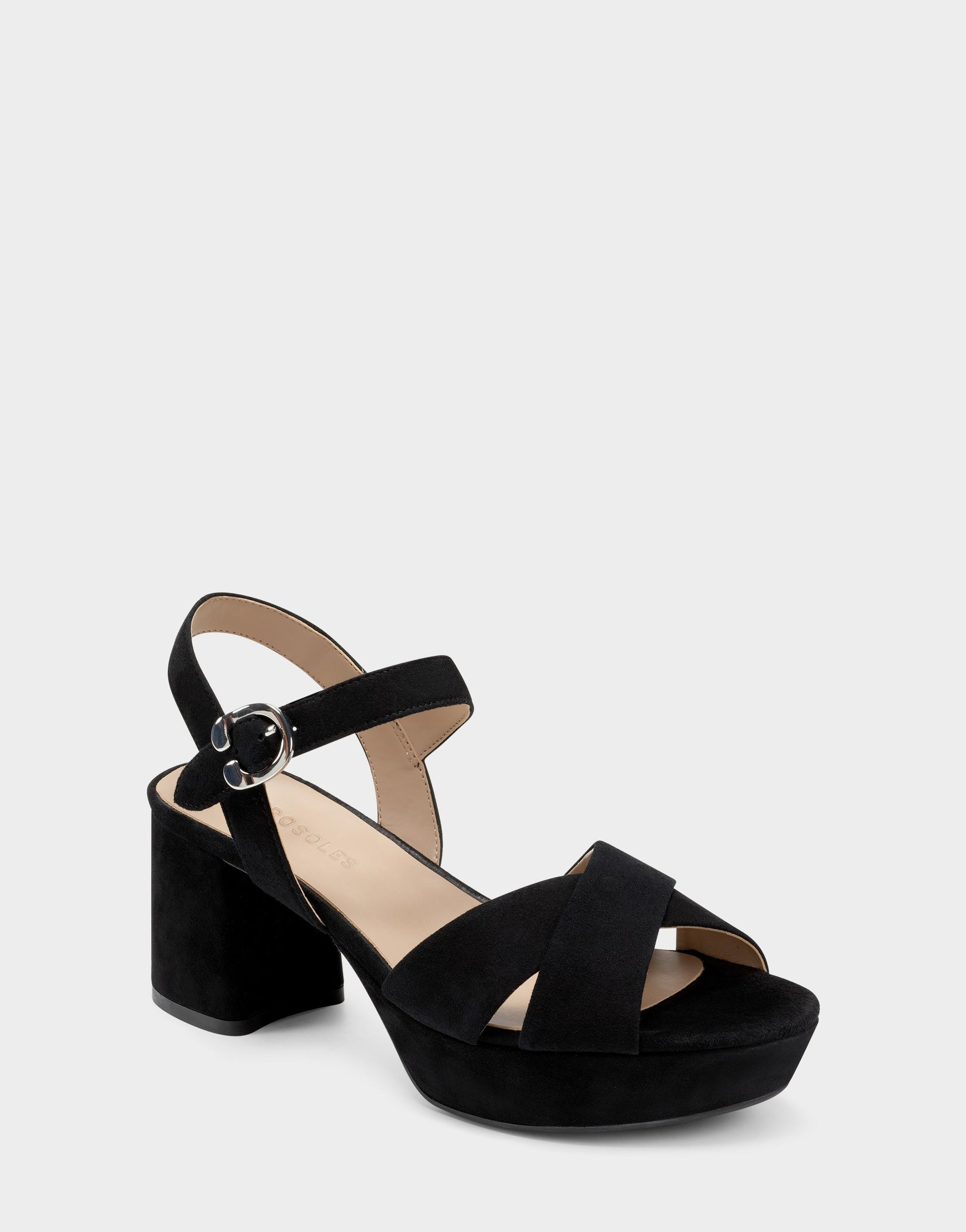 Aerosoles Comfortable Women's Crisscross Platform Sandal in Black Suede