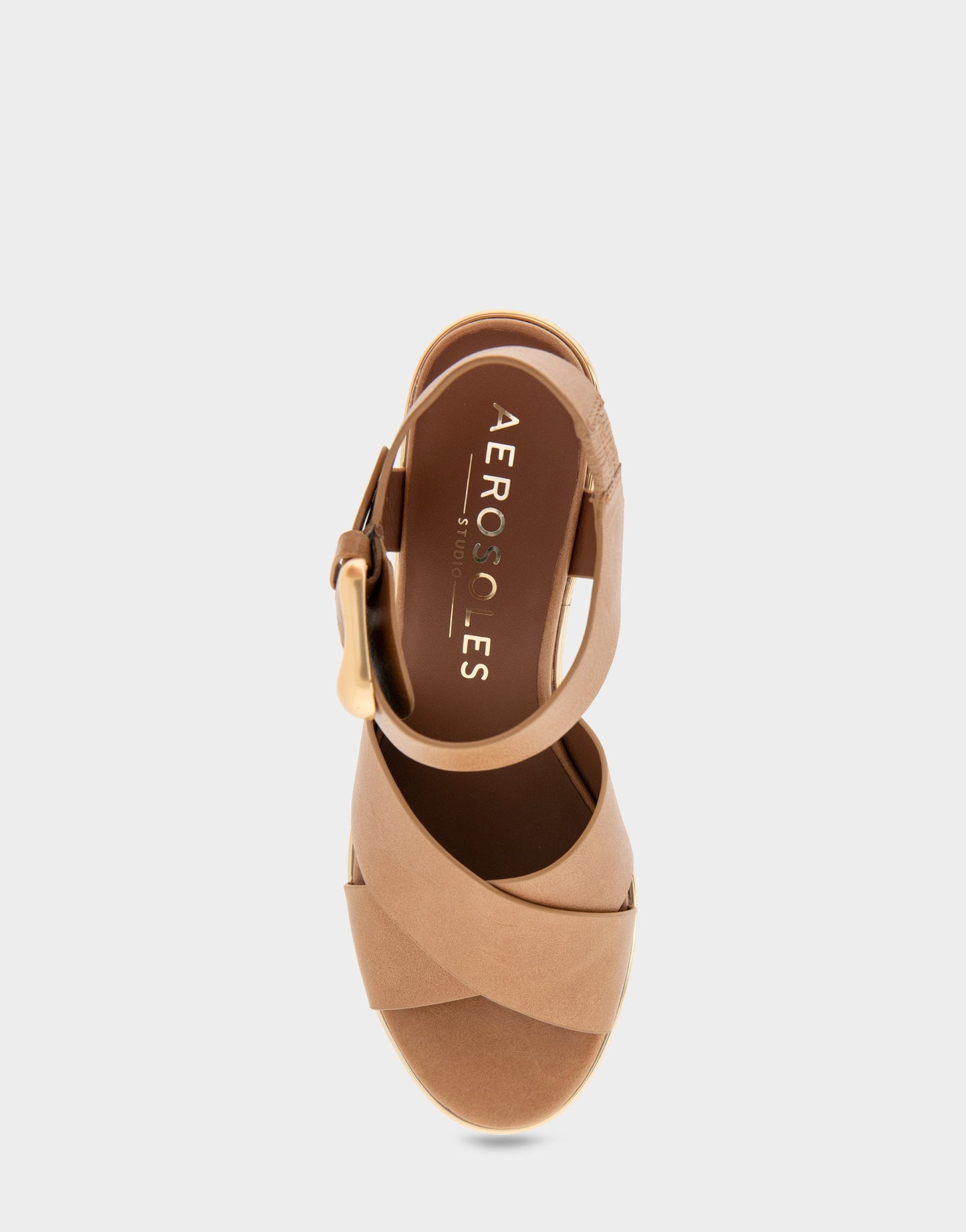 Aerosoles Comfortable Women's Platform Sandals in Tan Burnished Leather