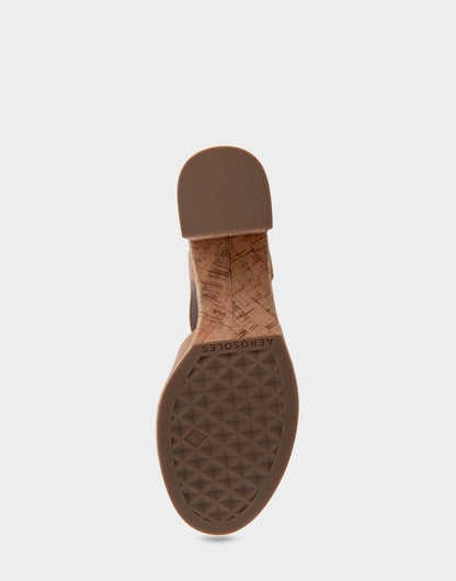 Aerosoles Comfortable Women's Platform Sandals in Tan Burnished Leather