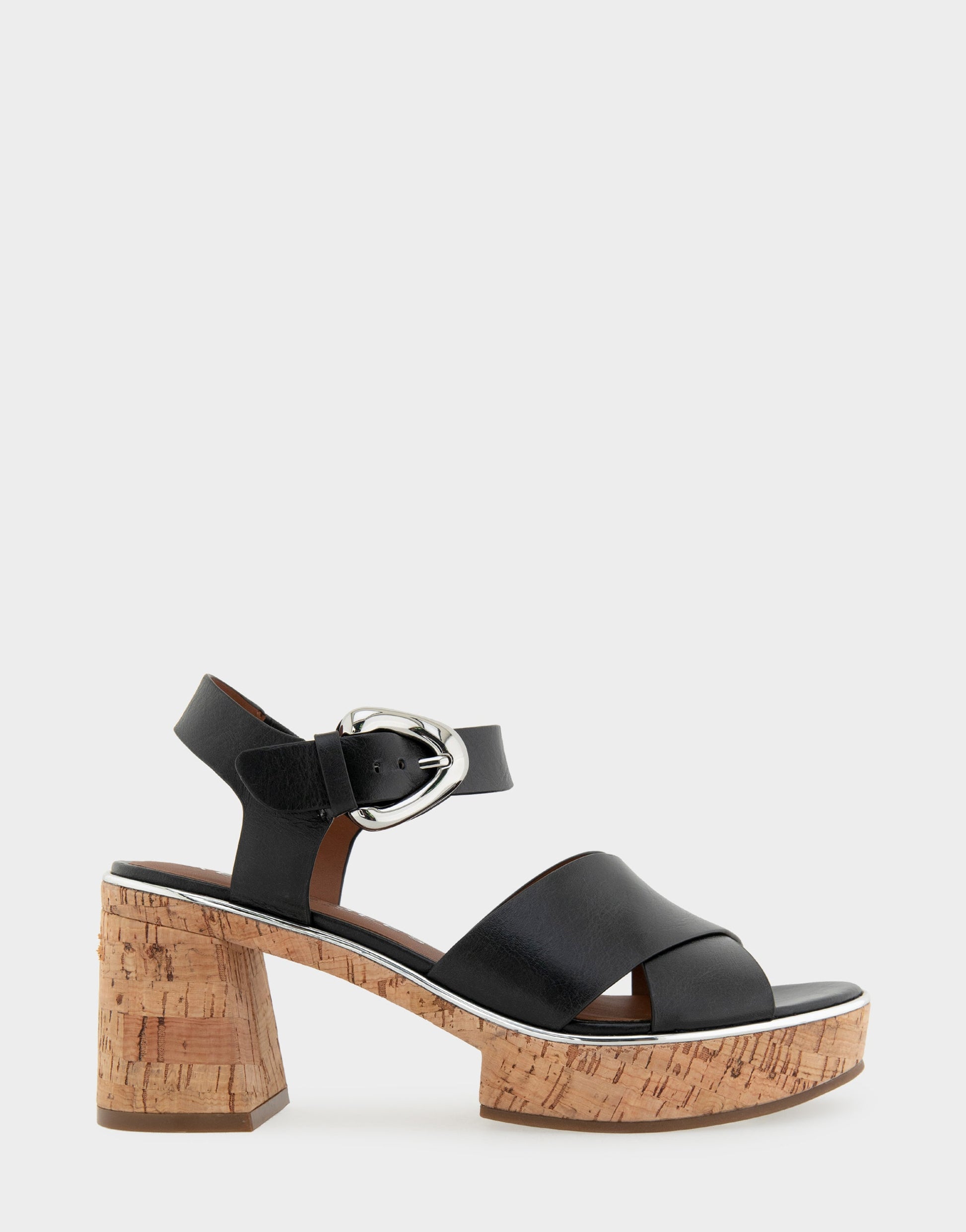 Aerosoles Comfortable Women's Platform Sandals in Black Burnished Leather
