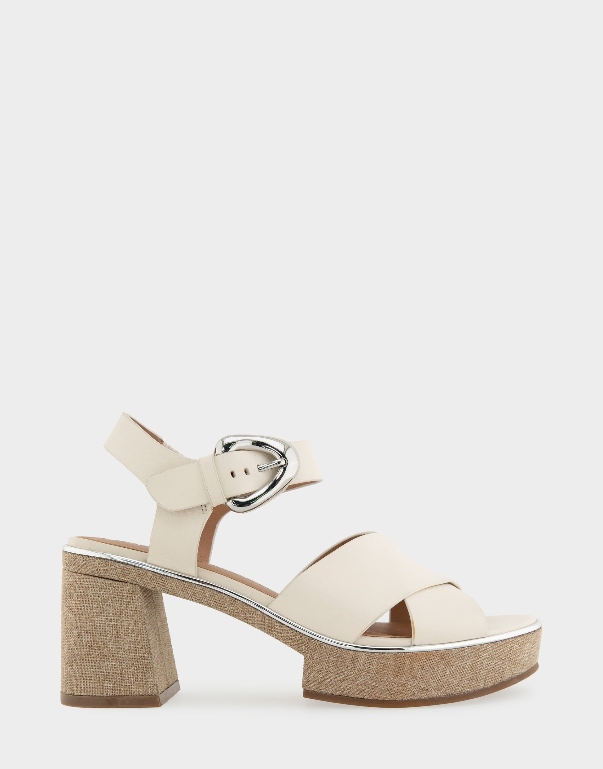 Aerosoles Comfortable Women's Platform Sandals in Eggnog Leather