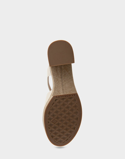 Aerosoles Comfortable Women's Platform Sandals in Eggnog Leather