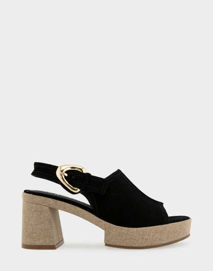 Aerosoles Comfortable Women's Platform Sandals in Black Suede