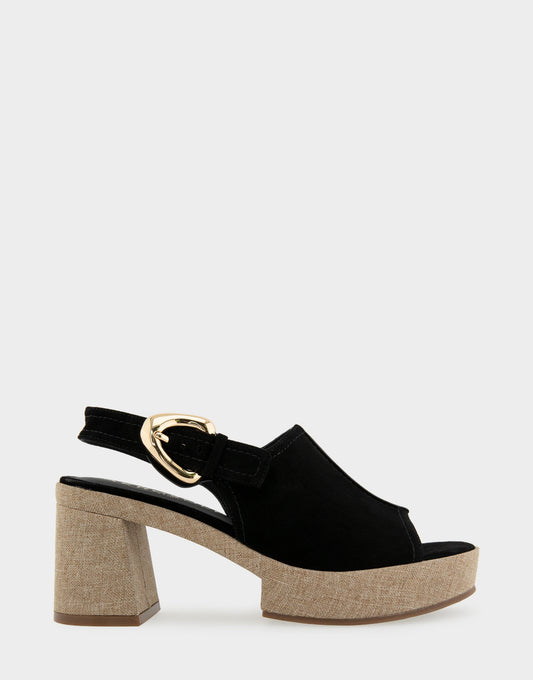 Aerosoles Comfortable Women's Platform Sandals in Black Suede