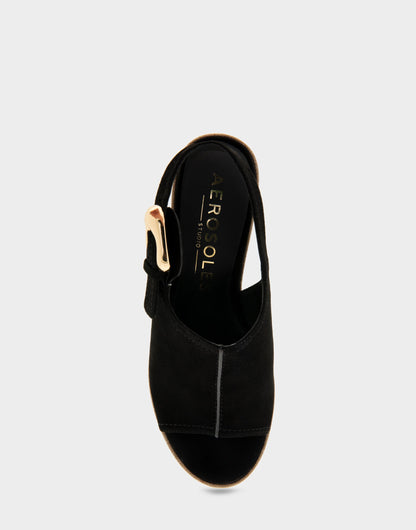 Aerosoles Comfortable Women's Platform Sandals in Black Suede