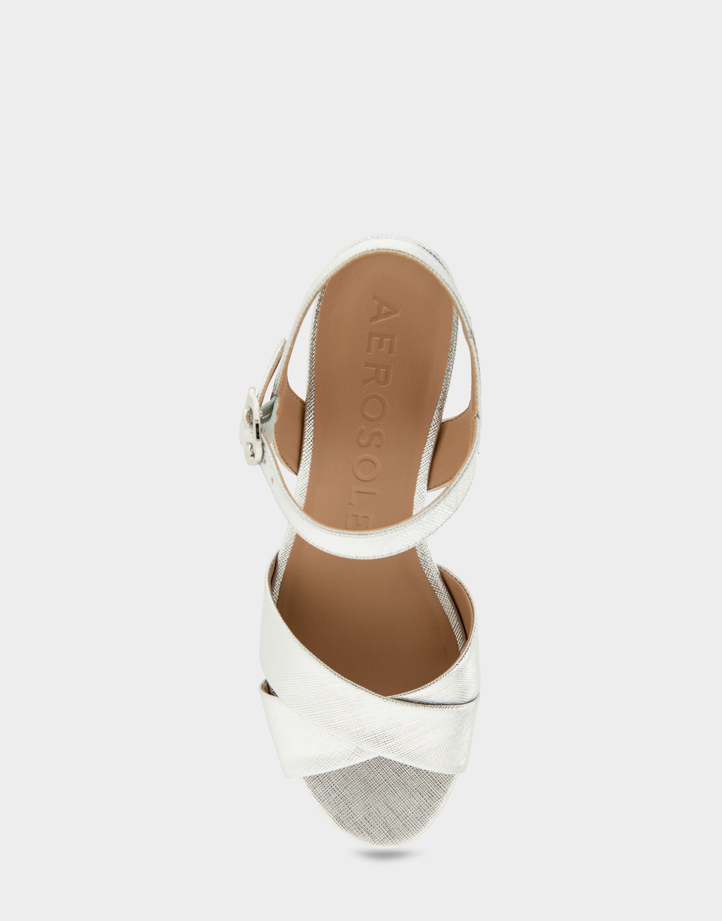 Aerosoles Comfortable Women's Platform Sandals in Silver Metallic Textured Faux Leather